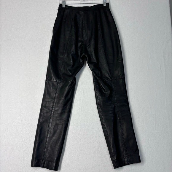 T. Edwards Black Leather Pants Preowned Size 10 Polyester Lined - Picture 11 of 11